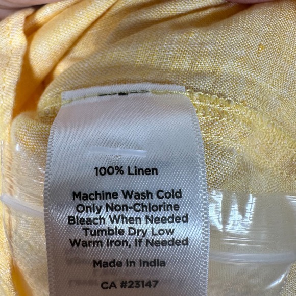 Talbots Popover Top Womens Sz S Yellow Roll Tab Sleeve Linen Beach Nautical NWT! - Picture 8 of 8